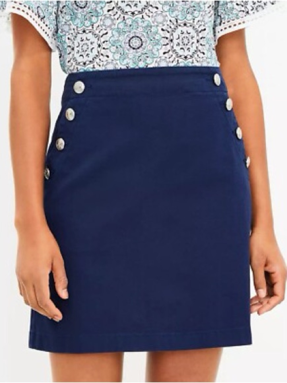 NWT LOFT Navy Blue Admirals Nautical Skirt